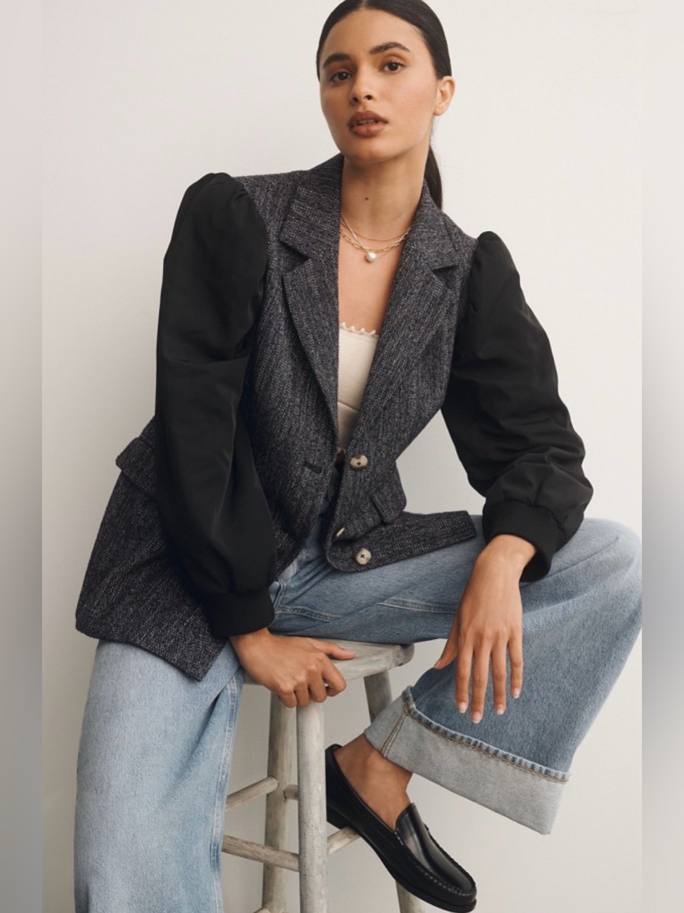 Maeve Mixed Media Relaxed Jacket